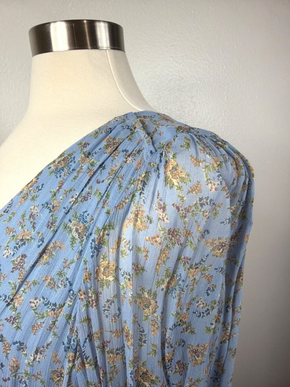 Sézane Aurena Dress Vintage Blue Praire FR 46/US 14 Floral Mini Romantic Boho - Picture 10 of 16